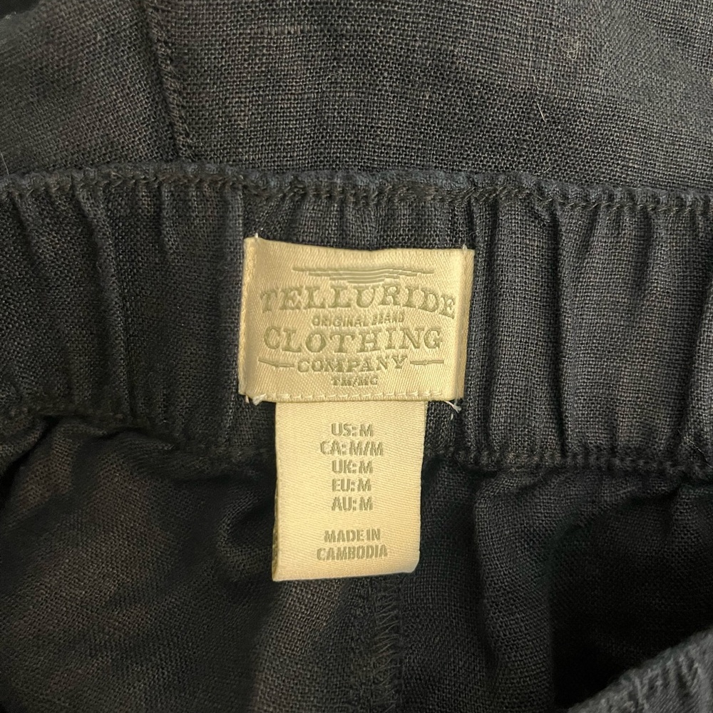 Telluride Clothing Co Black 100% Linen Shorts - Picture 5 of 6